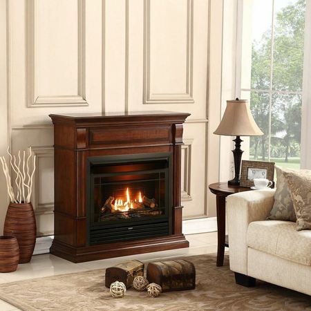 Duluth Forge Dual Fuel Ventless Gas Fireplace With Mantel - 26,000 Btu, Remote DFS-300R-2AC